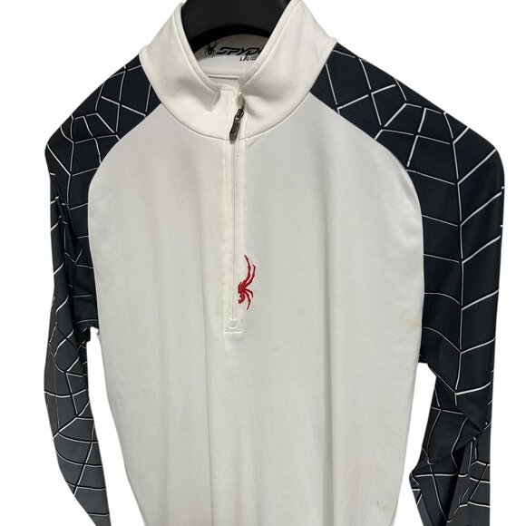 Spyder Men's Size Large Pullover Sweater Half Zip Unique Black White - Picture 2 of 6